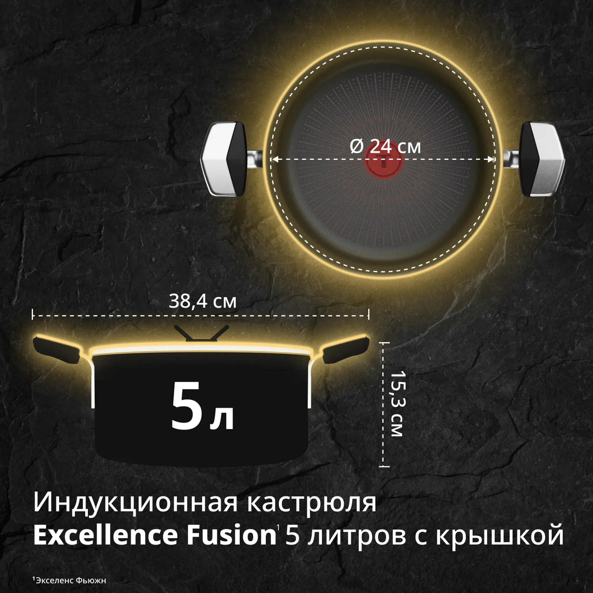 Кастрюля с крышкой Tefal Excellence Fusion G3414602 24 см