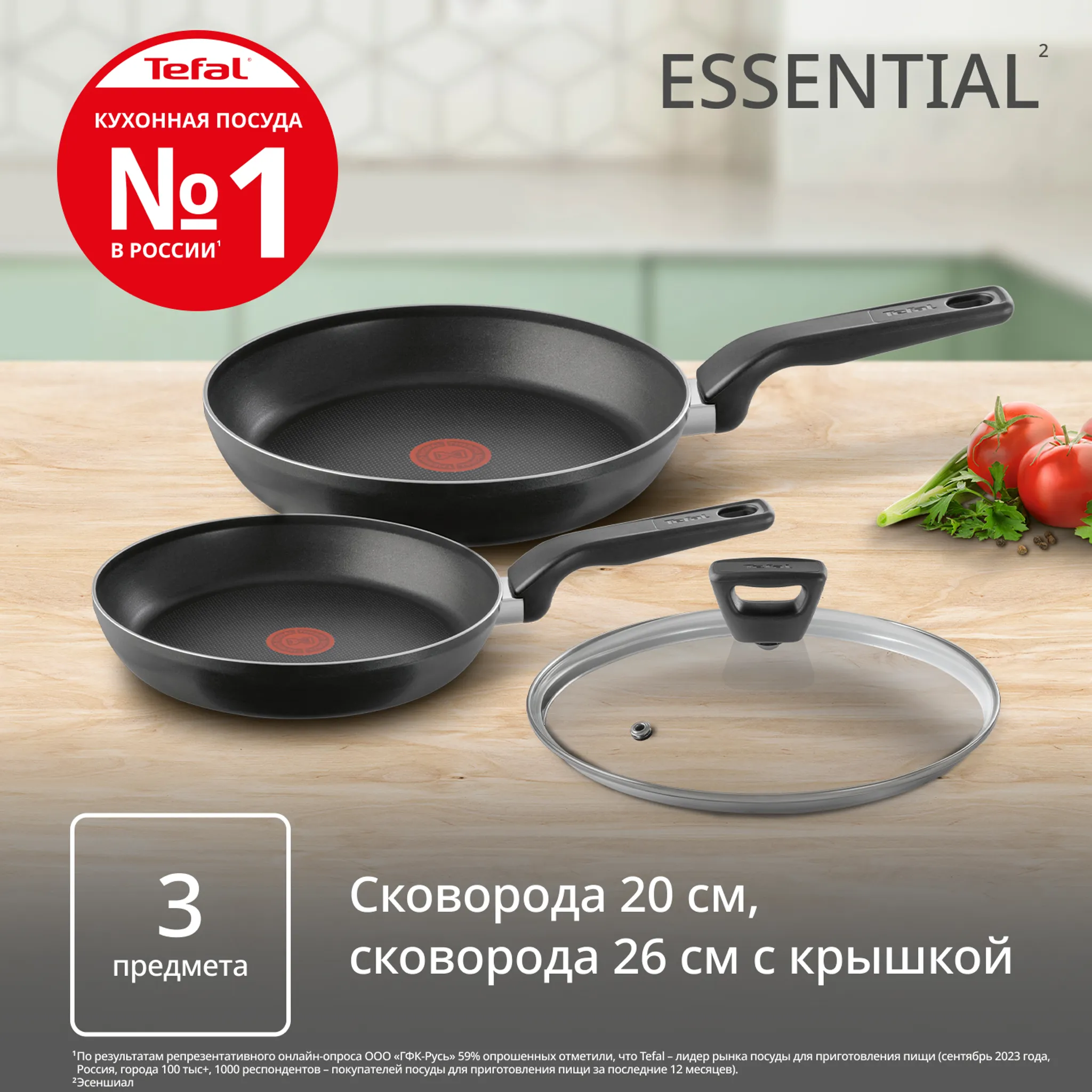 Набор посуды Tefal Essential 2 предмета 20/26 см 4251810
