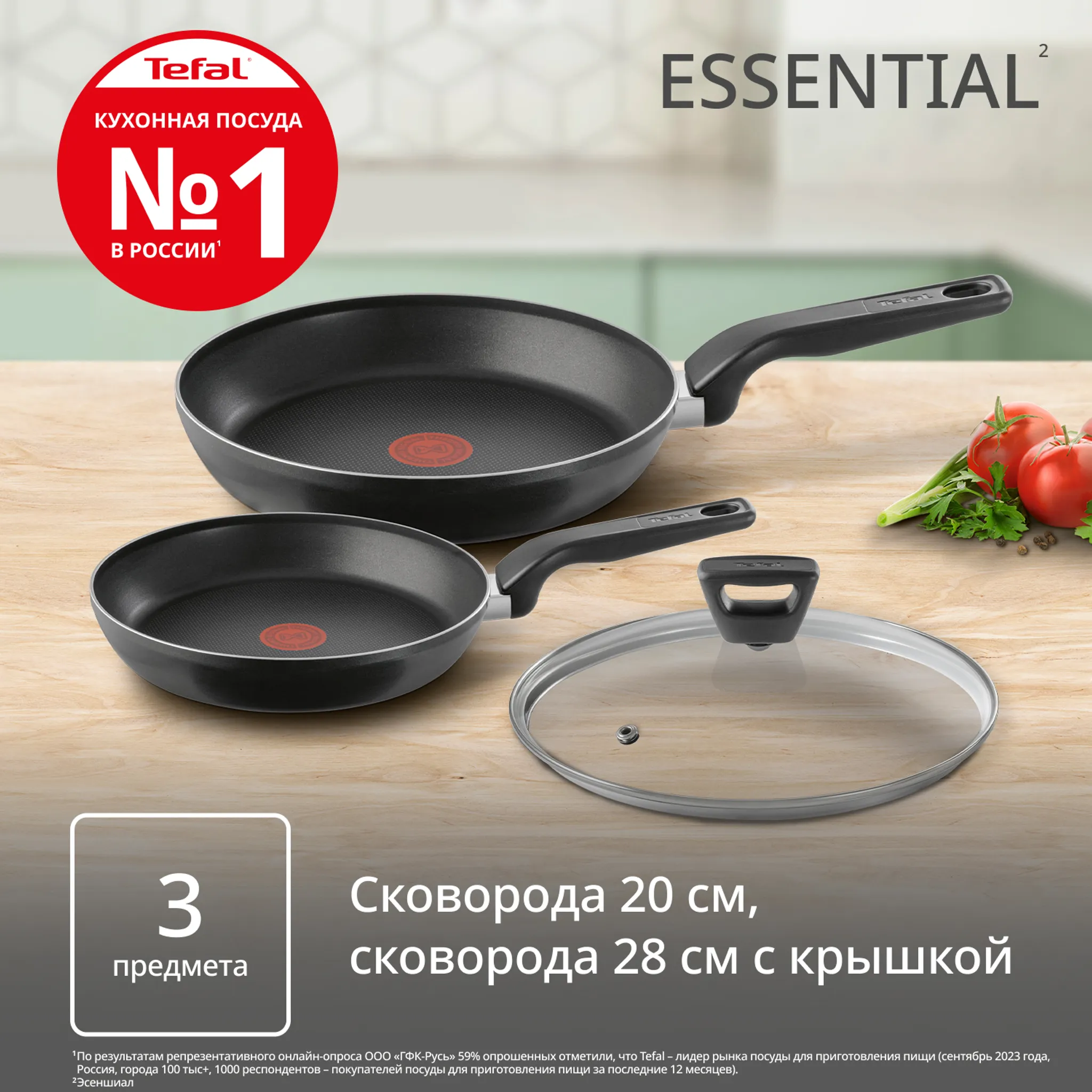 Набор посуды Tefal Essential 2 предмета 20/28 см 4251820