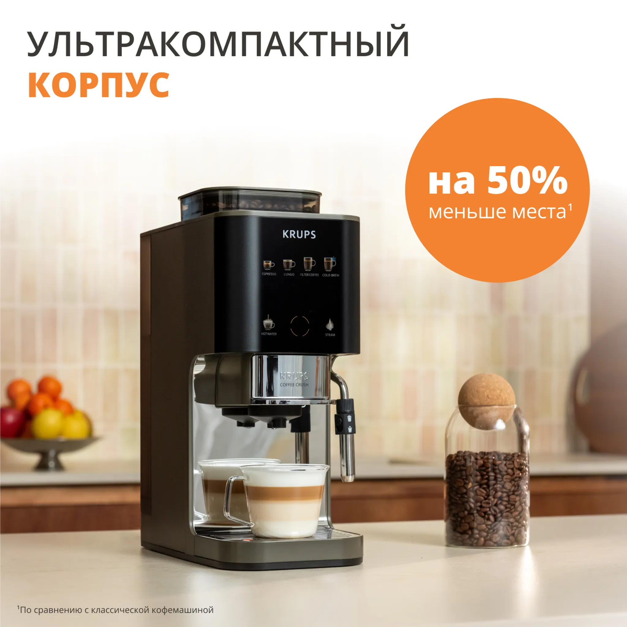 Автоматическая кофемашина Krups + в подарок набор посуды Tefal L881S904