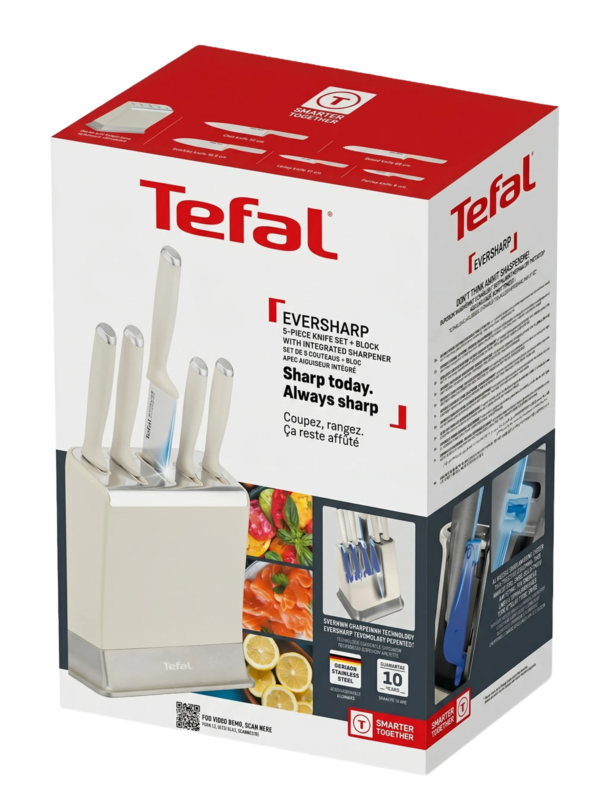 Набор ножей и блок Tefal EverSharp PRO 5 предметов K2979644