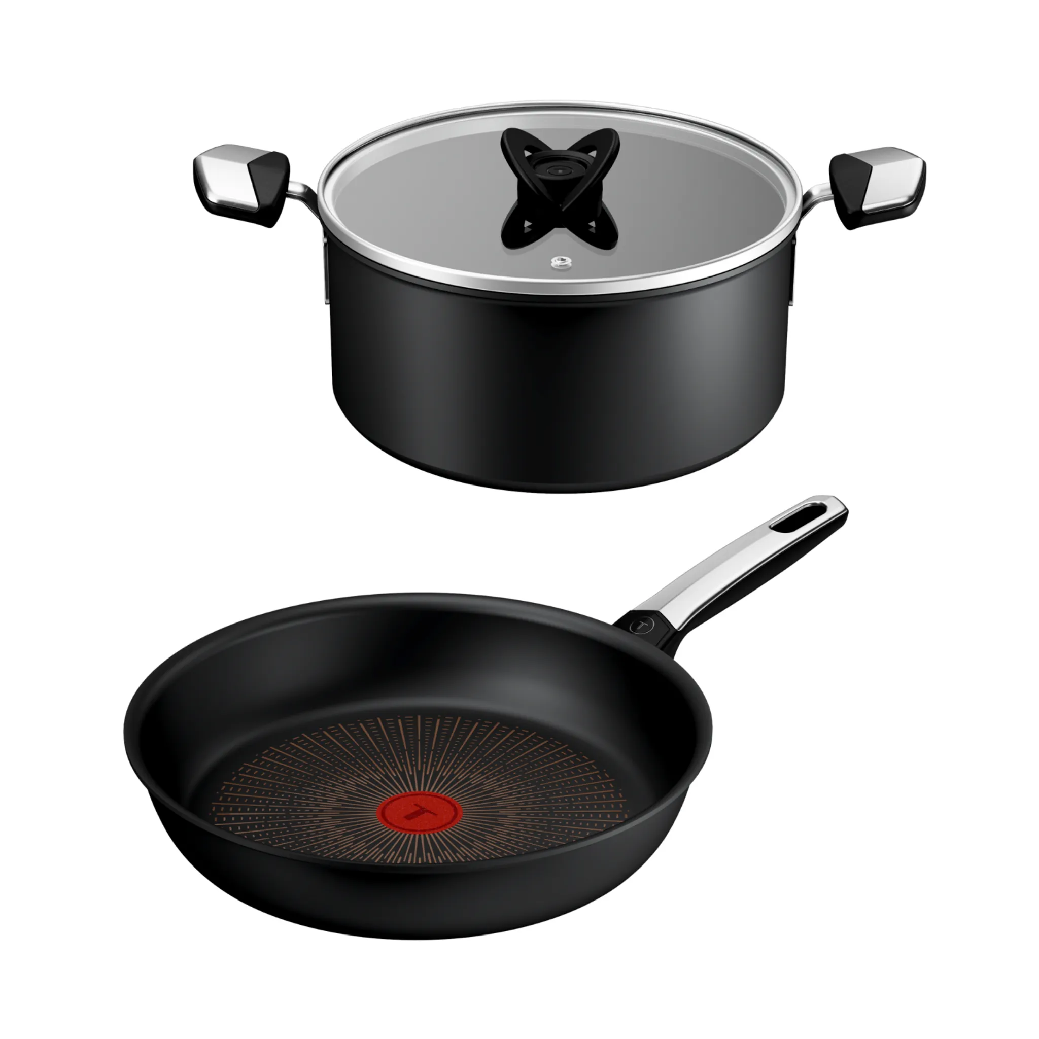 Набор посуды Tefal Unlimited сковорода 28 см G3380602 + кастрюля 5 л G3414602