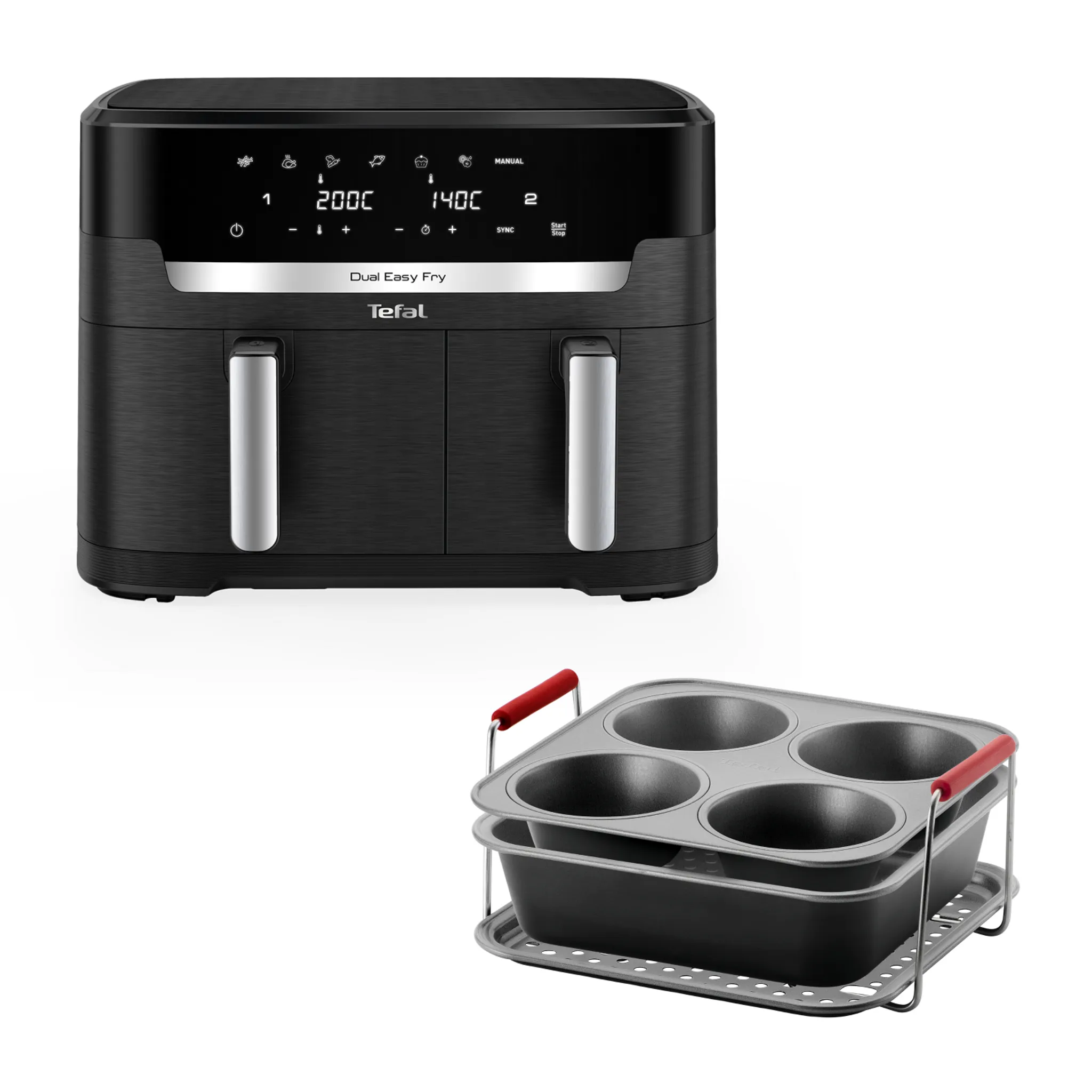 Аэрогриль Tefal Dual Easy Fry EY9428E0 + Набор аксессуаров Dail'Easy J701S344