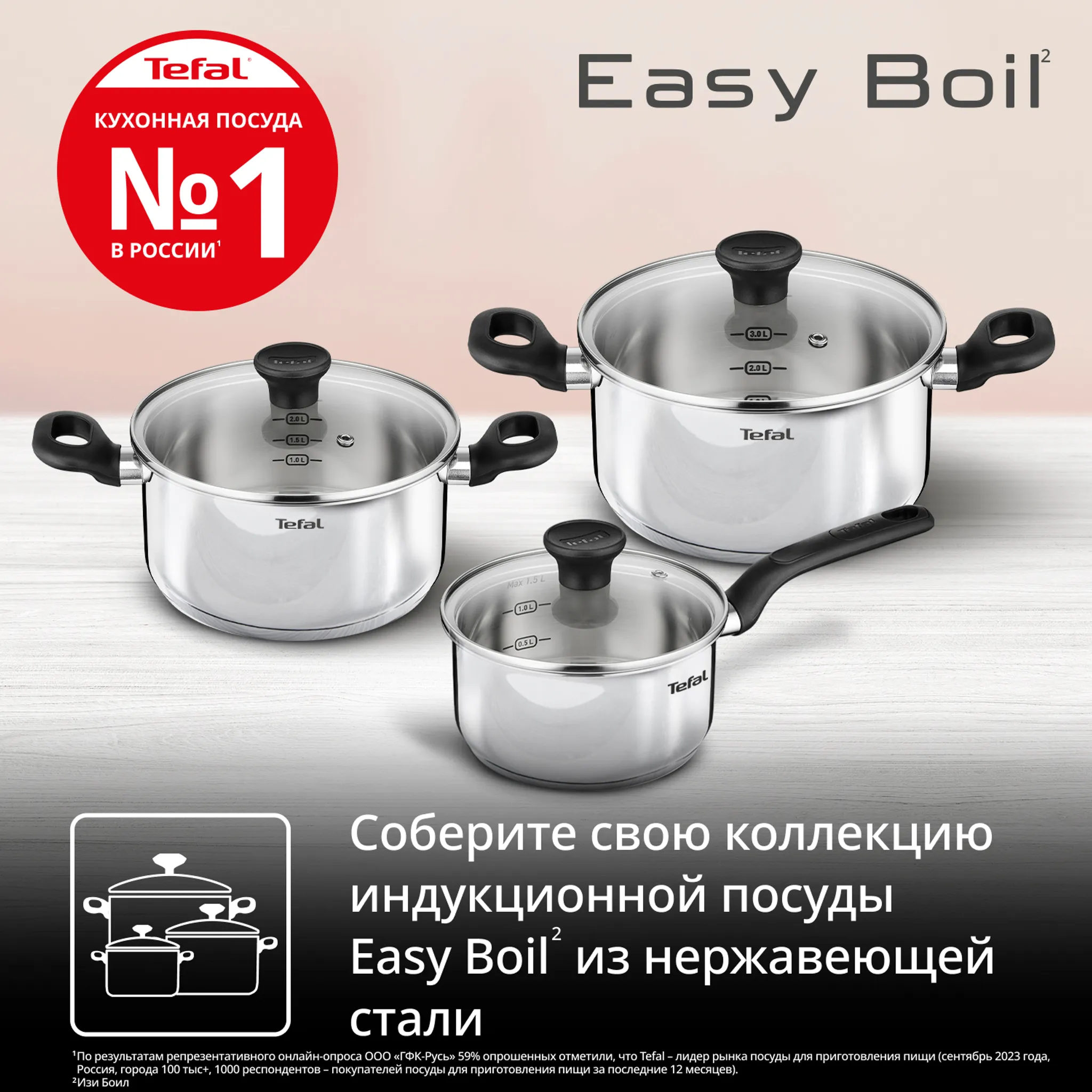 Набор посуды Tefal Easy boil 6 предметов G749S674
