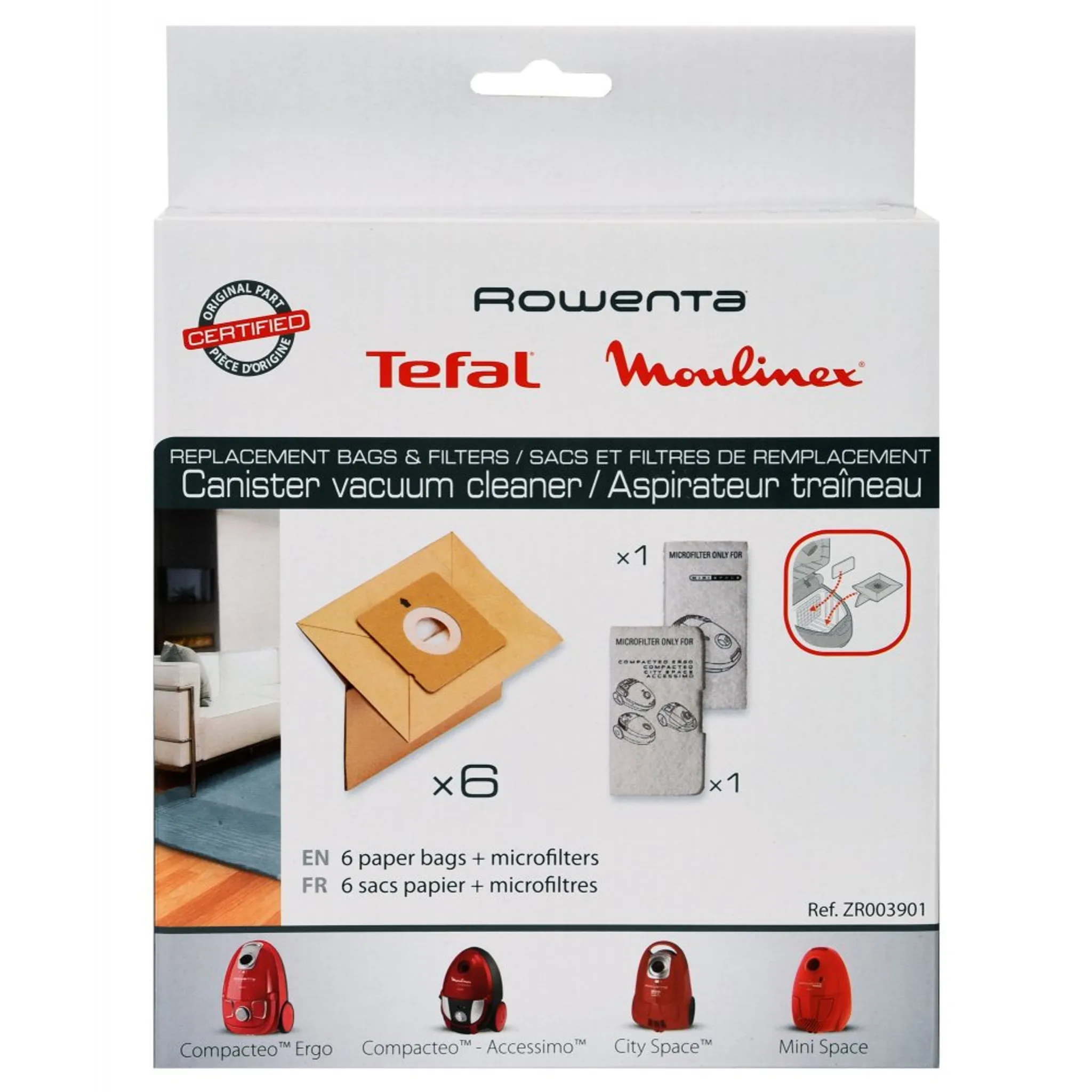 Бумажные пылесборники для пылеcосов Tefal ZR003901 купить в официальном магазине