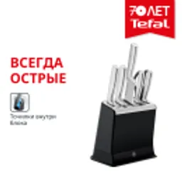 Отзывы о Набор ножей и блок Tefal EverSharp PRO со встроенной точилкой 6 предметов K2977S44